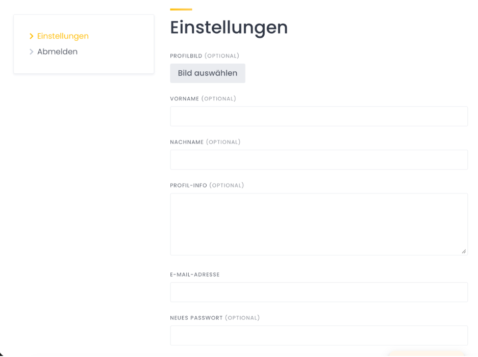 Persönlicher Bereich auf hlpnhands