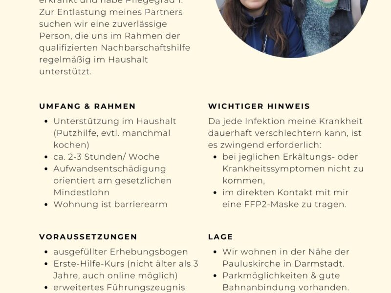 Kleinstjob als Qualifizierte Nachbarschaftshilfe (Putzhilfe)